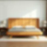 Elegant wooden bed frame showcasing natural textures