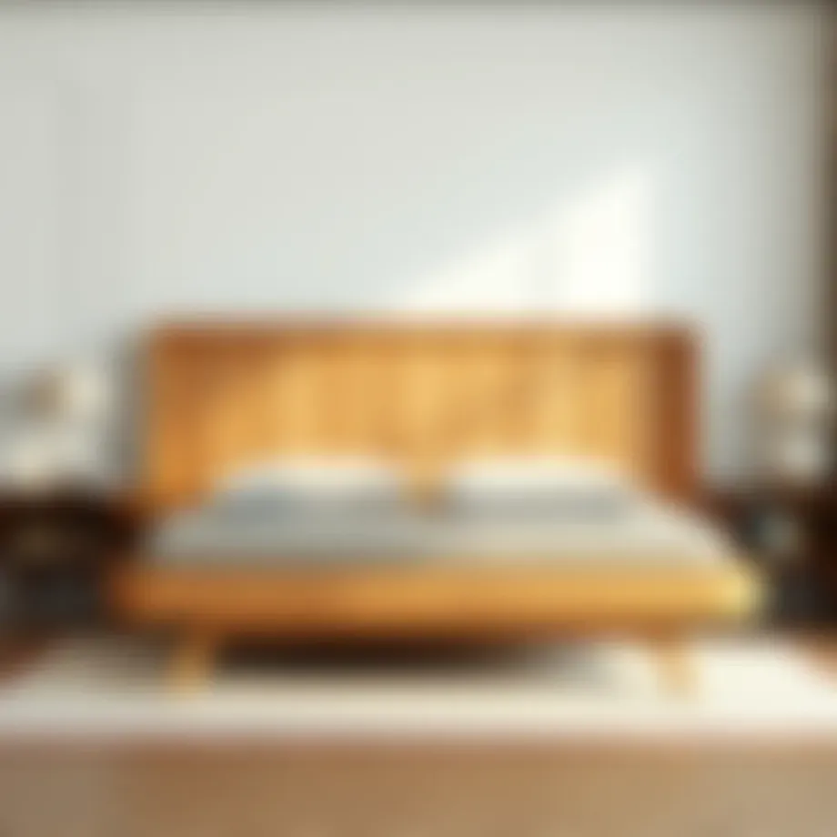 Elegant wooden bed frame showcasing natural textures