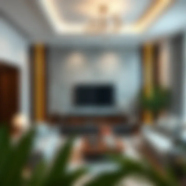 Elegant living room showcasing adhesive decorative wall panels.