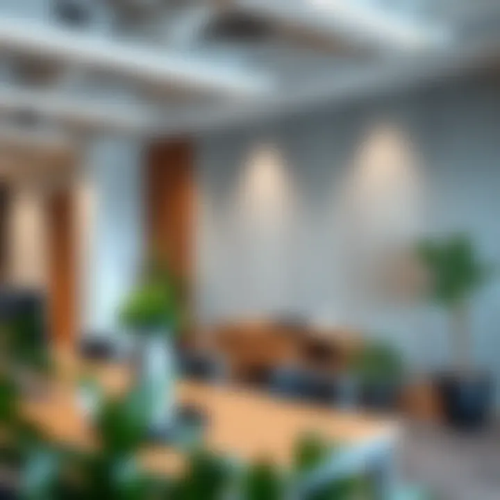 Installation of adhesive wall panels in a stylish office environment.