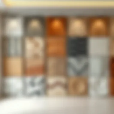 Diverse types of adhesive decorative wall panels displayed.