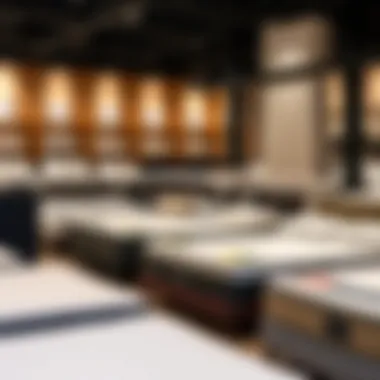 Showroom Display of Mattresses Variety of mattresses displayed in a showroom