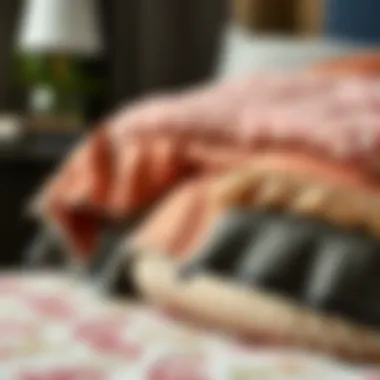 Textures of different materials used for bedspreads