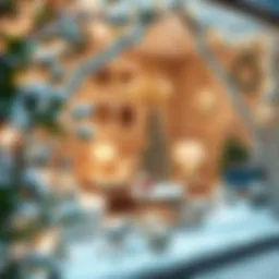 Elegant winter-themed window display showcasing holiday decor