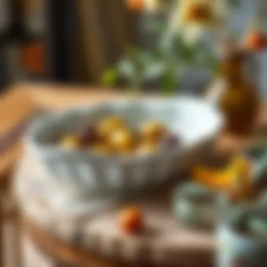 Chic olive dish styled with various Mediterranean delights